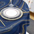 thumbnail image 4 of Round Tablecloth 60 Inch, Wild Marble Geometric Waterproof Spill Proof Table Cloth, Polyester Washable Table Covers for Dining Table, Parties, Camping, Navy Blue Yellow, 4 of 6