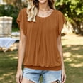 thumbnail image 2 of VBVC Women's Crew Neck Pleated Batwing Sleeve Blouse , Ladies' Loose Flowy Casual Top , Soft Elastic Hem Summer Shirts For Women,Orange,S-2XL, 2 of 9
