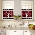 thumbnail image 4 of Christmas Elk Head Kitchen Curtains and Valances Set, Winter Red Black Plaid Snowflakes Vintage Rod Pocket Window Valance Window Curtain Panels for Living Room Bedroom Laundry, 27.5x36in, 3 Pieces, 4 of 7