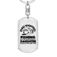 thumbnail image 5 of Dad Wanted Fishing Stainless Steel or 18k Gold Premium Swivel Dog Tag Keychain, 5 of 10