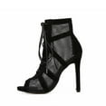 thumbnail image 4 of AXXD Women Black Sandals Summer Strappy Sandals Peep Toe Booties Fish Mouth 11CM High Heels Wrap Strap Dress Sandals, 4 of 5