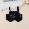 thumbnail image 5 of Odeerbi 2-7 Years Toddler Girls Outfits Long Sleeve Shirt Leather Pants Leather Camisole Waistcoat Three-piece Set High Neck Solid Color Casual Loungewear Toddler Girls Clothes, 5 of 6