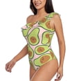 thumbnail image 2 of Gaeub Cute Avocado Women's One Shoulder Ruffle Tummy Control Swimwear for Swimming Surfing Beach Party - Small, 2 of 8