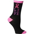 thumbnail image 4 of 60 Pairs of Pink Ribbon Breast Cancer Awareness Ankle/Crew Socks for Women (Assorted Live), 4 of 7