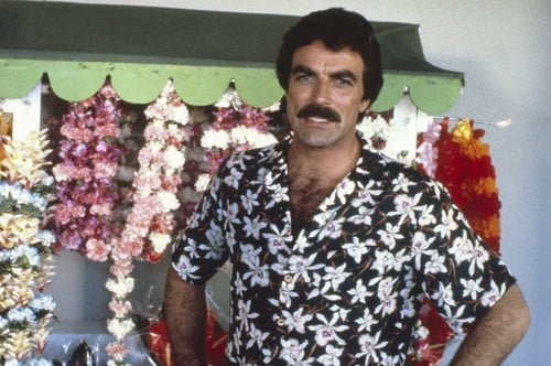 Tom Selleck in Magnum, P.I. in Hawaiian 
