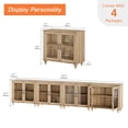 thumbnail image 7 of WAMAPT Sideboard Buffet Cabinets with 8-Glass Door, Kitchen Storage Cabinets, Wood Coffee Bar Tables with Adjustable Shelf, Accent Sideboard Storage Cabinet Table Dining Room, Living Room,Oak (4 PCS), 7 of 7