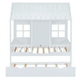 thumbnail image 6 of Harper & Bright Designs House Bed with Trundle Twin House Bed, Wooden Platform Bed Frame with Headboard and Roof for Girls Boys, White, 6 of 13