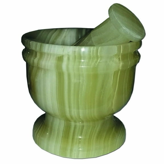 JT Mortar and pestle, Spice Grinder, Pill Crusher Solid Handmade Marble Spice Grinder (Green) by Jubilee Trader