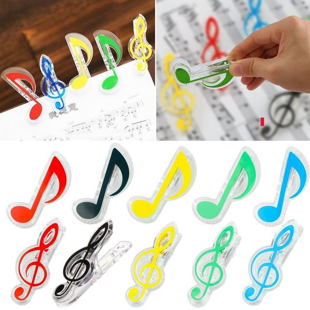 Musbetu Pince à Notes Forme de Balance Musicale Réutilisable Découpe Portable Pince à Mémo Index Signet Livre Bureau École Fournitures de Papeterie Pince