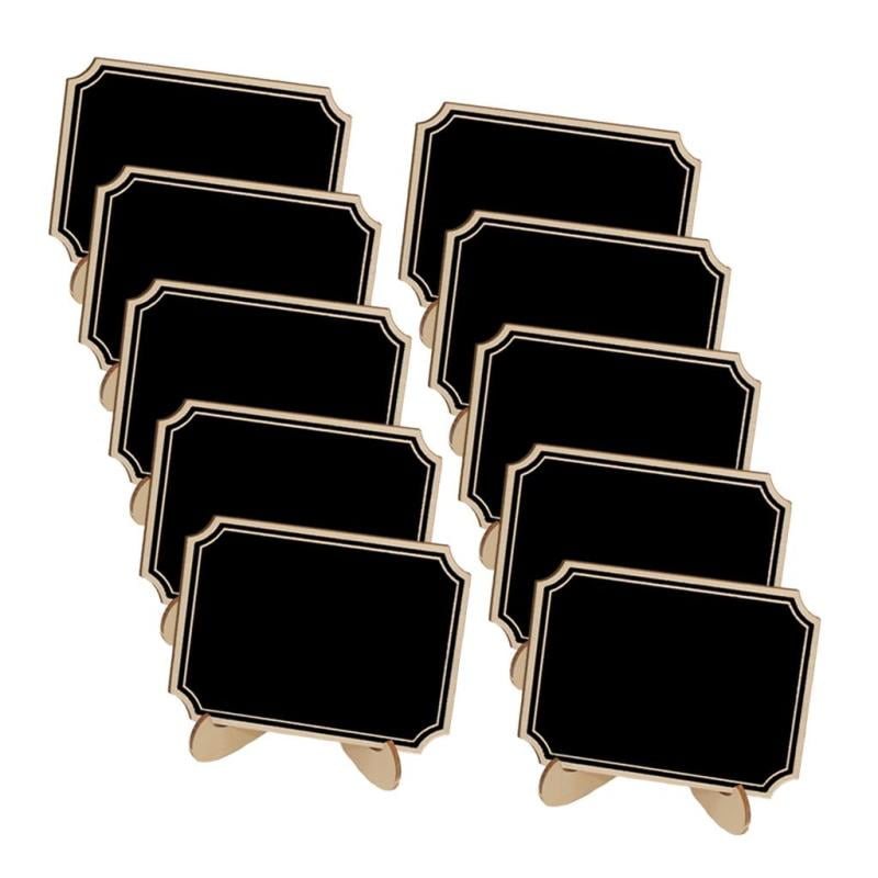 10 Pieces Wood Tabletop Chalkboard Decorative Blackboard Message Board 10x7.5cm
