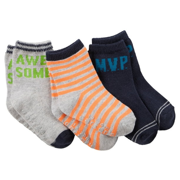 Carters Baby Boys 3Pack Awesome/MVP Crew Socks Multi
