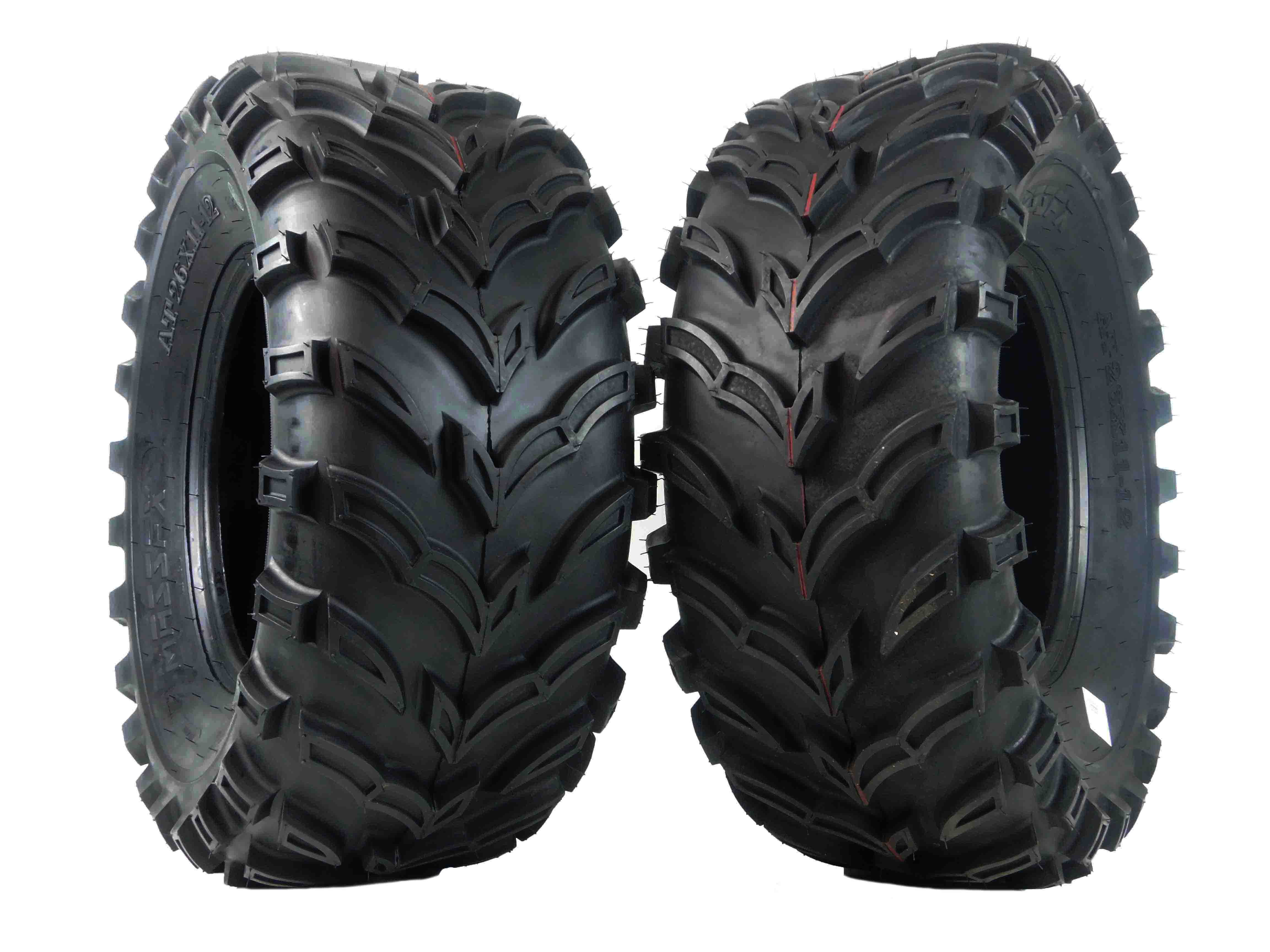 Two 26x11-12 KT MASSFX big TIRE SET two ATV TIRES SIX PLY 26 horn 
