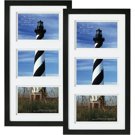 Black Gallery 3 Open 4"x6" collage Frame, set of 2