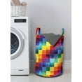 thumbnail image 3 of Abstract Laundry Bag, Rainbow Colored Square Shaped Diverse Patterns Diagonal Forms Geometric, Hamper Basket with Handles Drawstring Closure for Laundromats, 13" x 19", Multicolor, by Ambesonne, 3 of 4