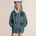 thumbnail image 5 of Guieoi Fall Coats Plus Size Women's Cat Ears Hooded Sweatshirts Winter Casual Solid Color Hoodie Long Sleeved Tops Loose Hooded Sweatshirts Blue Black*Friday/Cyber*Monday, 5 of 5