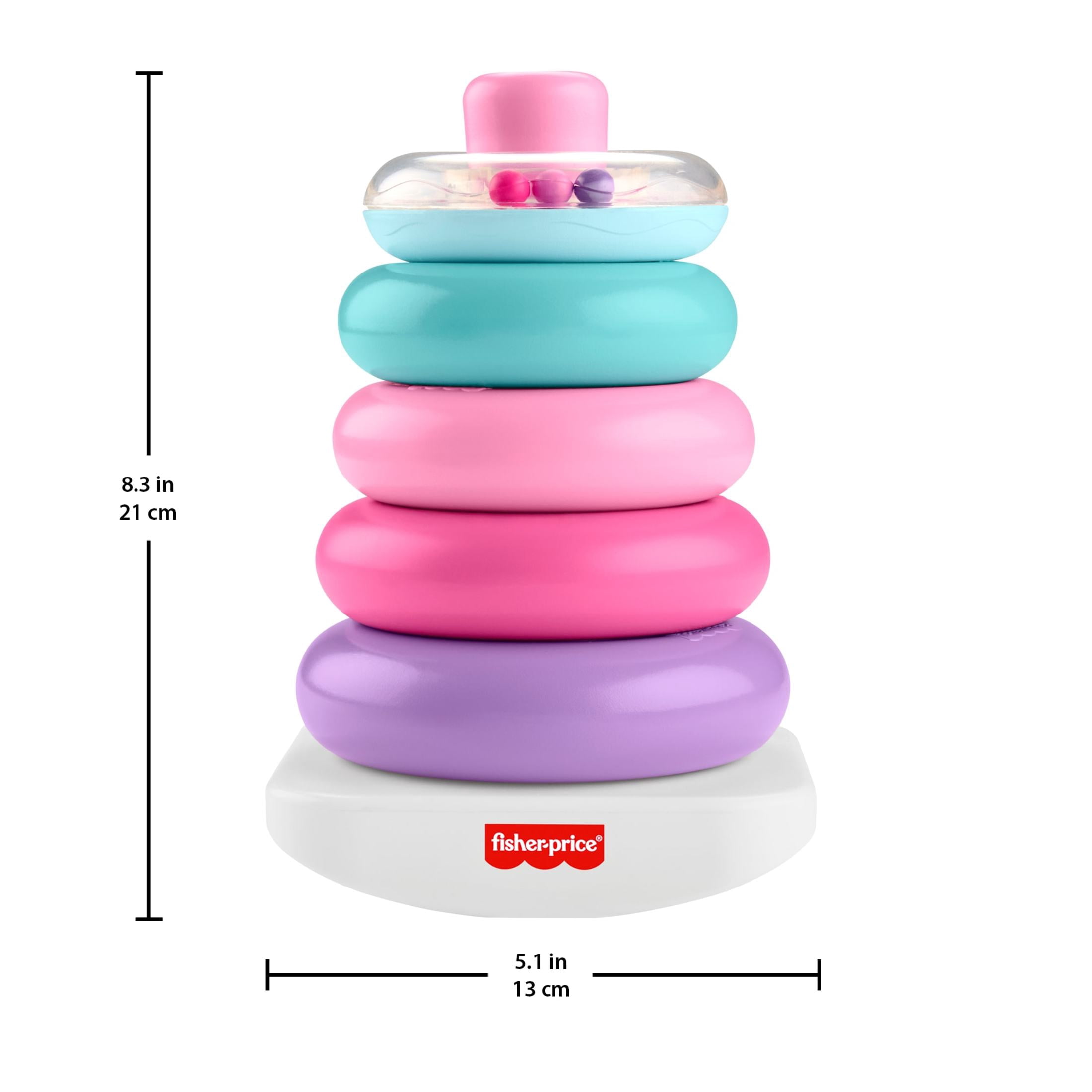 Fisher-Price Rock-a-Stack Pink Ring-Stacking Toy for Developmental Play for Baby & Toddler, Plastic