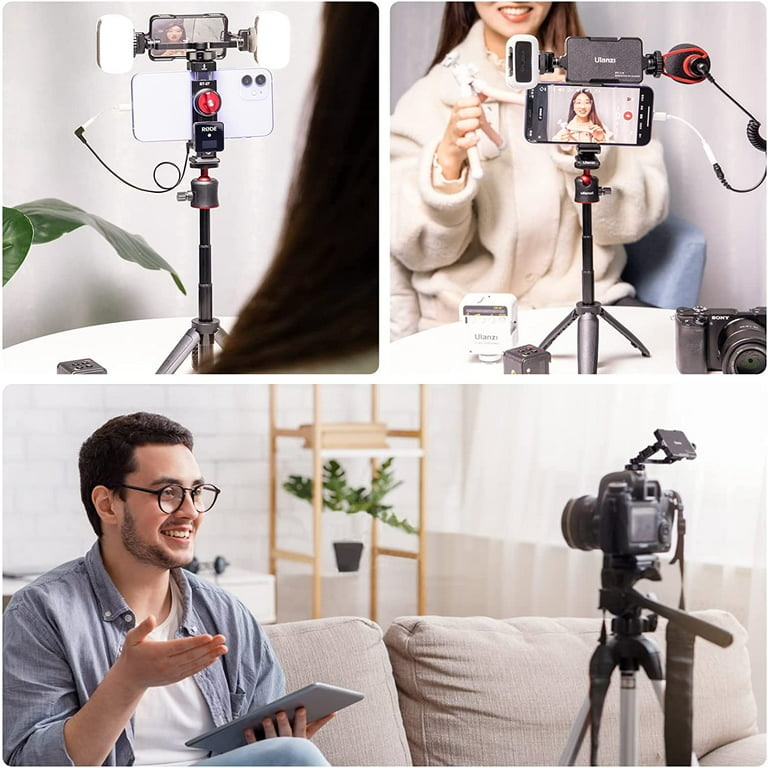 Selfie Mirror for Smartphone Phone Holder Cold Shoe Microphone/Light Mount Camera Tilt Flip Screen Vlogging Accessories Video Shooting Compatible for iPhone 13 12 X Pro Max Rig, for Sony -
