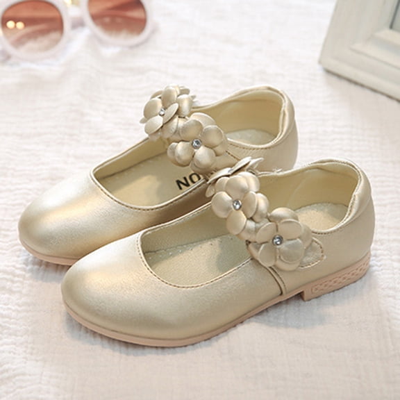SOPOTUTU 1Pair Slip Resistant Soft Sole Princess Shoes Breathable Comfortable Daily Walking Shoes Golden