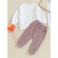 thumbnail image 4 of Wassery Toddler Baby Girls Fall Winter Clothes 3M 6M 12M 2T 3T Kids Girls Letter Crewneck Long Sleeve Letter Embroidery Pullover Top Jogger Long Pant Sets, 4 of 8