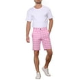 thumbnail image 2 of INSPIRE CHIC Men's Summer Plaid Shorts Regular Fit Business Chino Short Pants Pink 36, 2 of 6