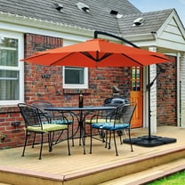 WULFUL 10ft Offset Hanging Outdoor Cantilever Patio Umbrella for Garden, Orange