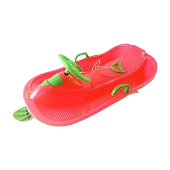 Almencla Snow Sled with Steering Wheel Brake Gift Snow Sledge for Children Girls Kids Red