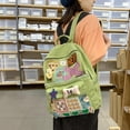 thumbnail image 3 of Mochila Y2k con accesorios Kawaii Parche de estrella Mochila de lona estética Mochilas góticas casuales de moda vintage (parche1-verde2), 3 of 4