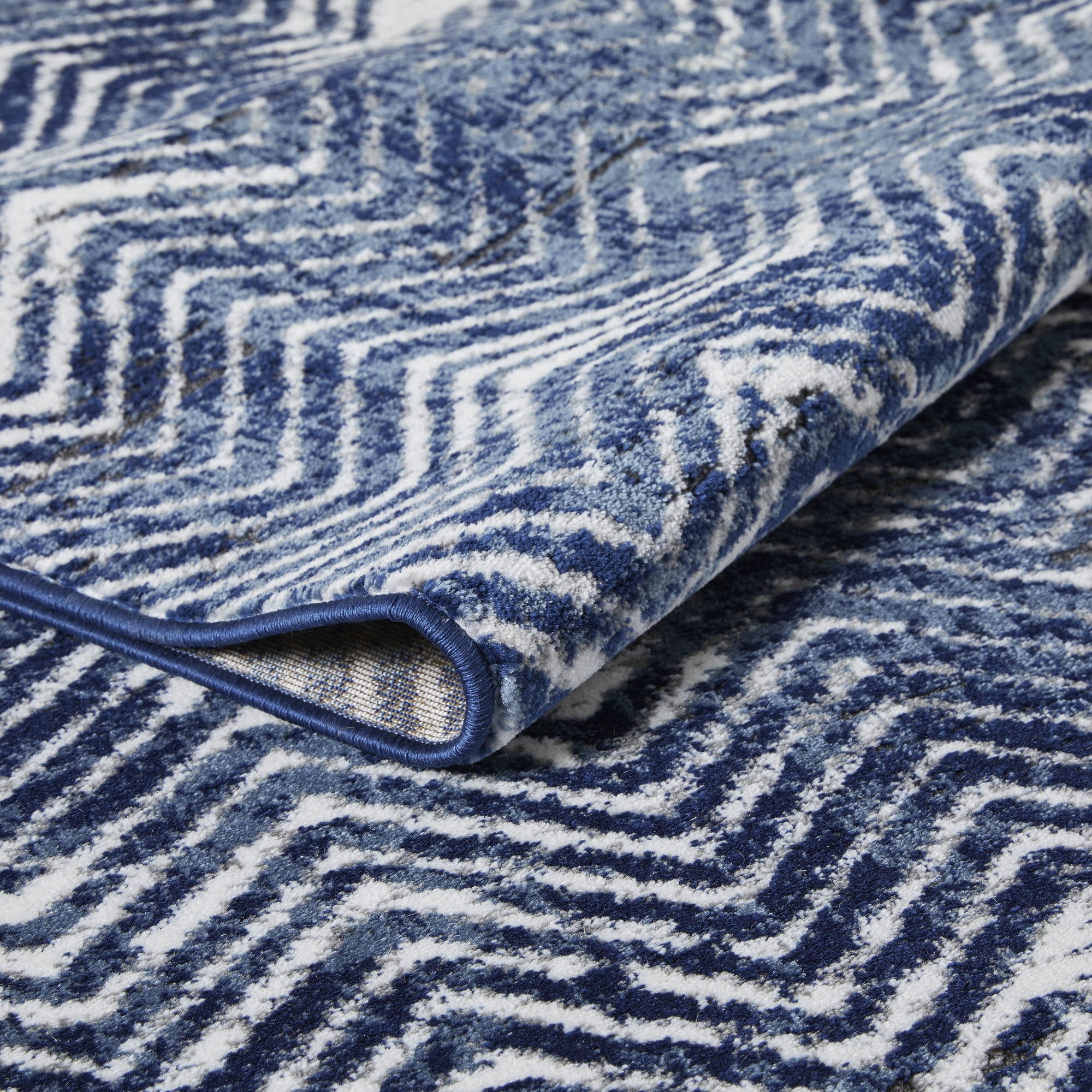 Loomaknoti Aysal Armelar 9' x 12' Blue Chevron Indoor polypropylene Area Rug