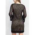 thumbnail image 4 of Emma & Michele Round Neck 3-4 Sleeve Bodycon Illusion Knit Dress-BLACK / L, 4 of 8