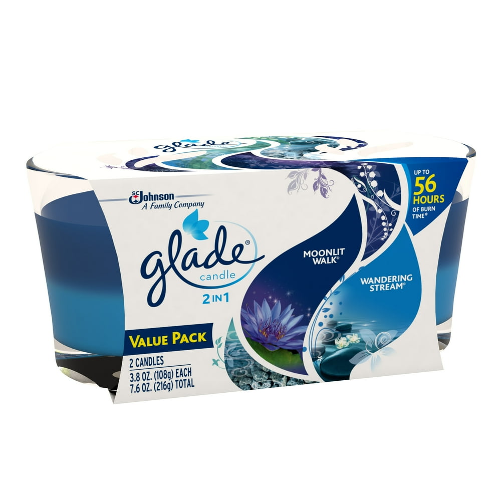 Glade Candle, 2in1 Moonlit Walk & Wandering Stream, 3.8 oz