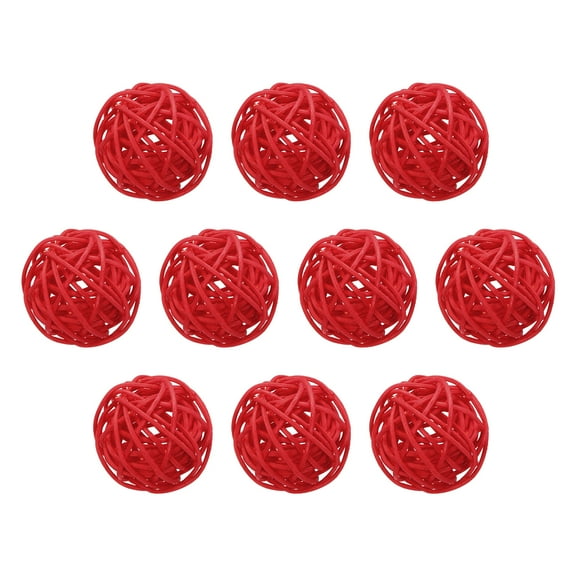 12 Pcs Wicker Rattan Balls 1.6 Inch Rattan Decorative Balls for Vase Fillers Home Decor Red