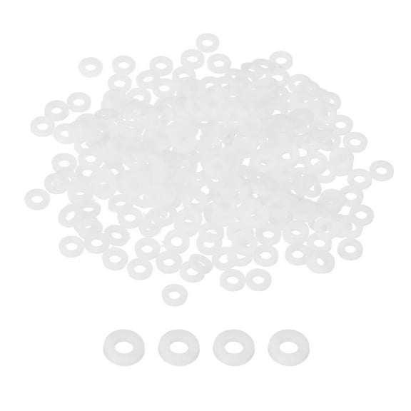 Uxcell M2 Nylon Flat Washers, 200Pcs 2mm ID 5mm OD 1mm Thickness Plastic Round Gasket Sealing Washer Spacer for Bolts Screws Pipe Water Hose, White