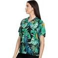 thumbnail image 3 of Stylore Womens Hawaiian Shirt Short Sleeve Blouse Tropical Black Green 3XL, 3 of 7