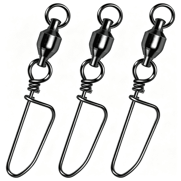 BESTSKY 20-Pack Ball Bearing Swivels with Snaps, Fishing Snap Swivels Fishing Tackle Saltwater Freshwater Coastlock Snaps Barrel Swivel Leader Connector Downrigger Planer Release Clips