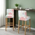 thumbnail image 2 of Red Sage Green Coastal Bar Stool Cover Set of 2, Summer Beach Coral Shell Ocean Stretch Bar Chair Cover, Removable Washable Pub Counter Stool Chair Slipcover for Kitchen Dining Room Pub Cafe, 2 of 9