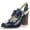 Navy, variant on YDN Women Fashion Round Closed Toe Pumps Slingback Strap Buckles Chunky High Heels Dressy Prom Daily Shoes Size 7 Pink
