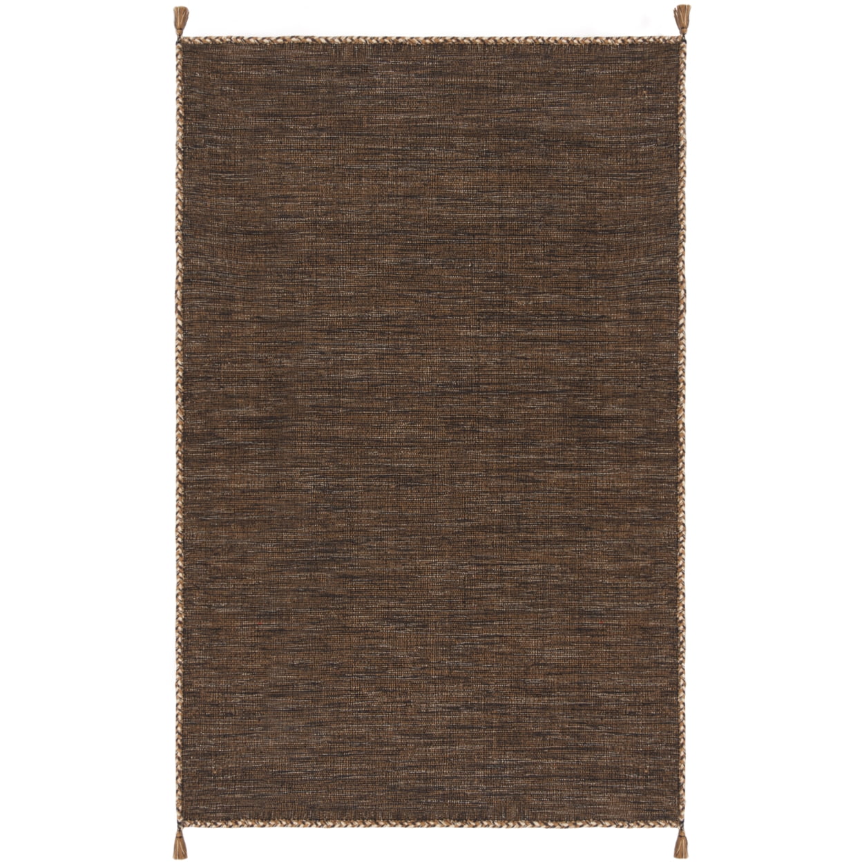 SAFAVIEH Montauk Bijar Jace Solid Soft Braided Cotton Runner Rug, Brown/Black, 2'3" x 7'