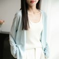 thumbnail image 4 of Ediodpoh Long Cardigan Sweaters for Women V Neck Long Sleeve Knit Cardigan Lightweight Loose Fit Outerwear for Versatile Style Light Blue XXL, 4 of 8