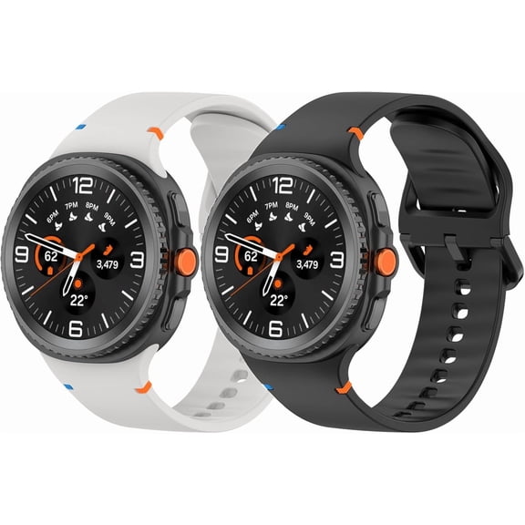 REQO 2Pcs Soft Silicone Bands Sports Strap Fit for Samsung Galaxy Watch8 Classic,Waterproof Adjustable Breathable Women Men Bracelet Strap Wristbands Fit for Galaxy Watch 9 8 40MM 44MM