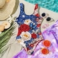 thumbnail image 5 of Swimsuit for Child Girls Size 7-8 One Piece Swimsuit Summer Patriotic American Flag Floral Print Swimsuits Swimming Sleeveless Beach Vacation Freedom Cute Bathing Suits Royal Blue 7-8 Years, 5 of 7