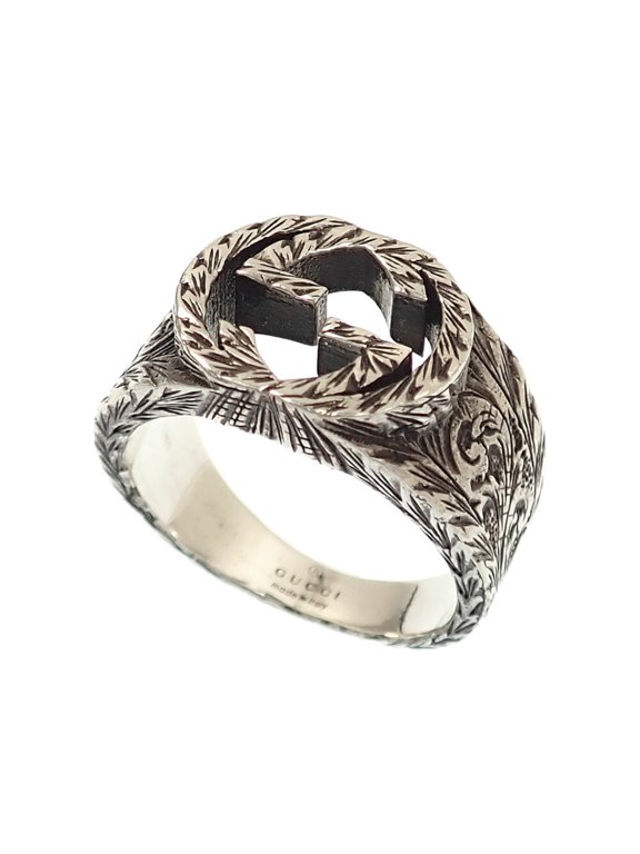Pre-Owned Gucci Interlocking G Arabesque Ring, Men's, SV925, Size 21.5 (#22), 11.6g, Silver Ring