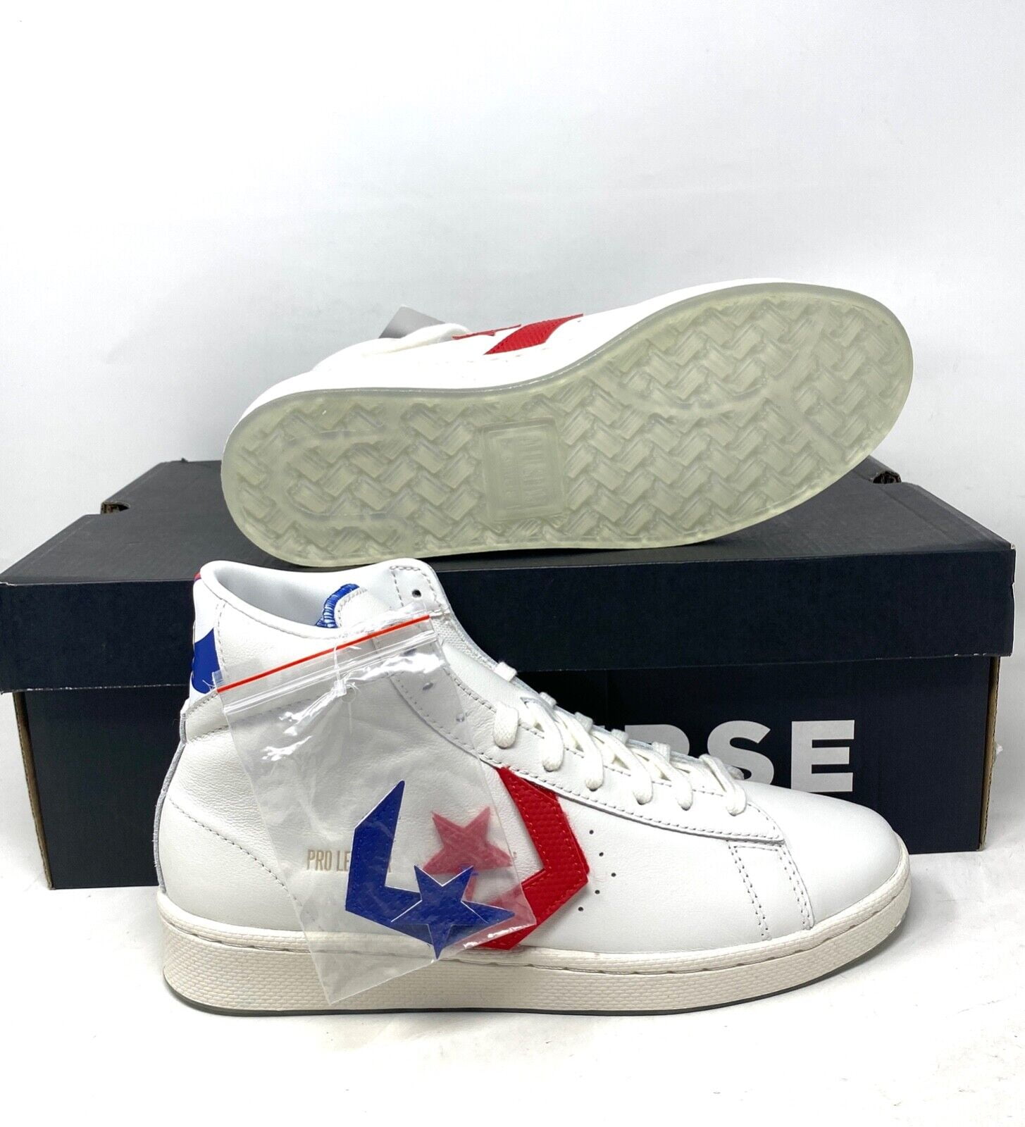 Converse Pro Leather HI Vintage White Red Skate Shoes For