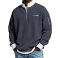 thumbnail image 3 of 2026 Men's Casual Fashion up Collar Contrasting Zipper Sweatshirt, Men's Daily Loose and Simple Waffle Half-Zip Navy 4XL, 3 of 6