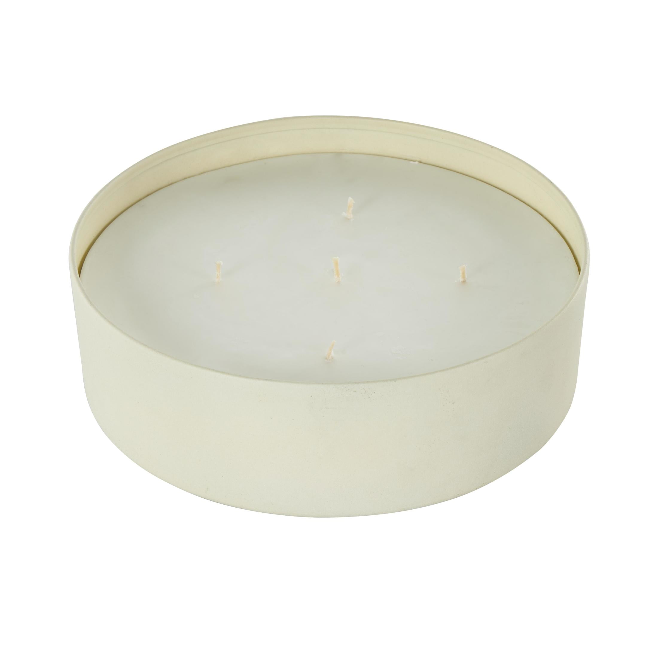 DecMode Cream Metal Pink Blush & Poppy Scented Textured 59oz 5 Wick Candle with White Wax