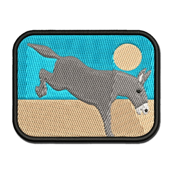 Donkey Kicking Solid Applique Multi-Color Embroidered Iron-On Patch - 2.5 Inch Small