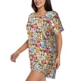 thumbnail image 2 of Lsque Cartoon Owls 1 Women's Short-Sleeved Pajama Set - 2 Piece Soft and Lightweight Sleepwear Set-3X-Large, 2 of 9