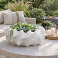 thumbnail image 5 of Benjara Velz Decorative Planter- 16" Wavy Edge- Matte White Ceramic, 5 of 7