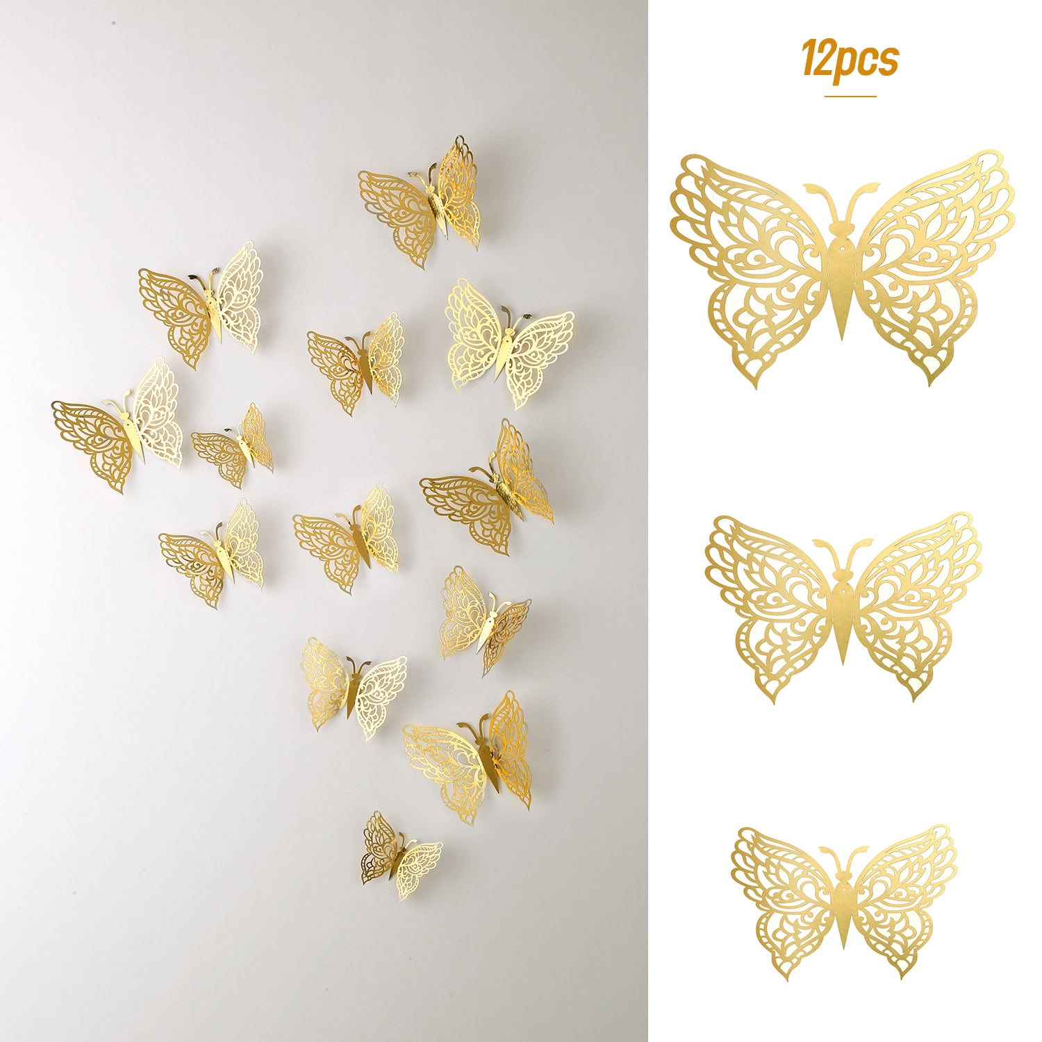 Wedding Decor/ DIY Home Decoration 12pcs New 3D Butterfly Wall Sticker Party 