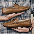 thumbnail image 6 of Men's Casual Loafers Slip On Leather Shoes Comfortable Lightweight Driving Shoes Male Moccasins Classic Penny Loafer Flats Boat Shoes Outdoor Walking Shoes, 6 of 14