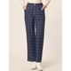 thumbnail image 2 of Pantalones a cuadros casuales para mujer, bolsillos, pierna recta, trabajo, oficina, pantalones Azul Oscuro XL, 2 of 6